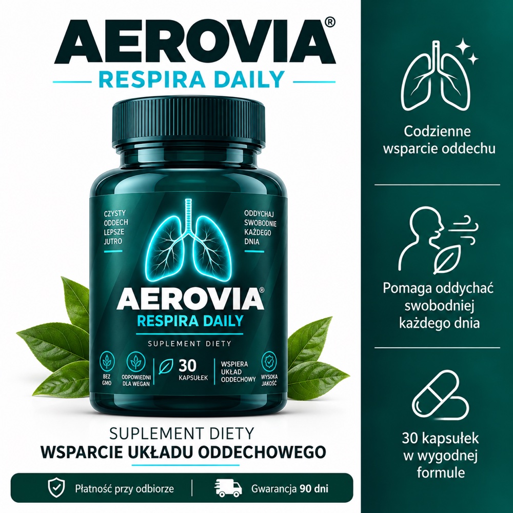 Aerovia Respira Daily — codzienne wsparcie oddechu, 30 kapsułek, płatność przy odbiorze i 90 dni gwarancji